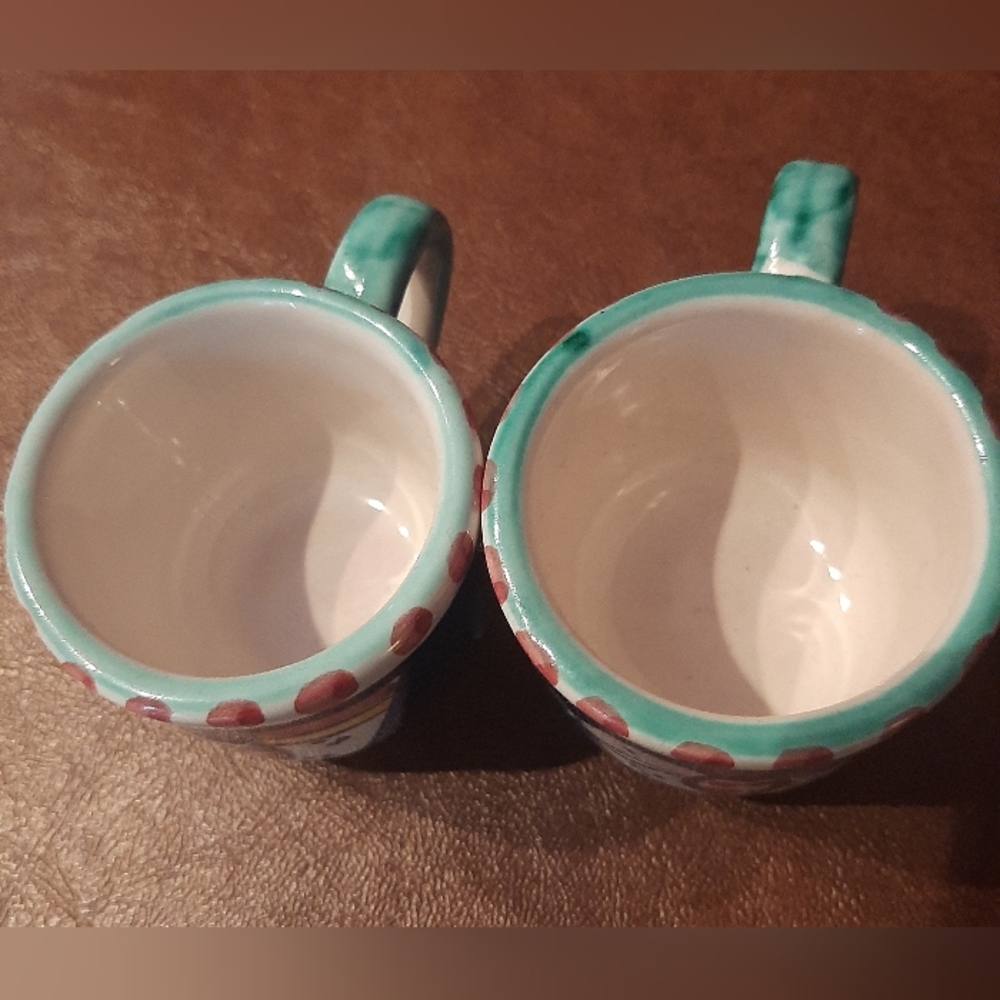 Espresso Cup Set of 2 Handmade Vietri Style Ceramic Italian Coffee Cups Coffee - Picture 5 of 7